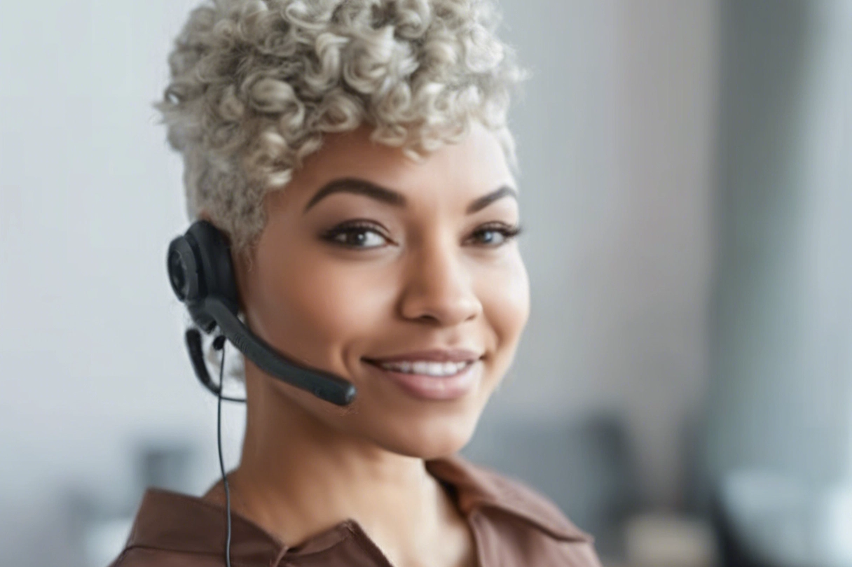 lady with headset